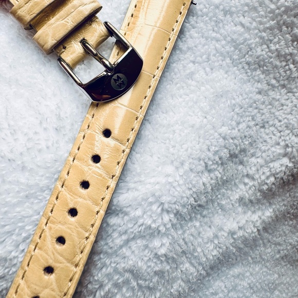 MICHELE - 16mm genuine alligator leather watch band made in Italy. Beige/cream. - Picture 3 of 3